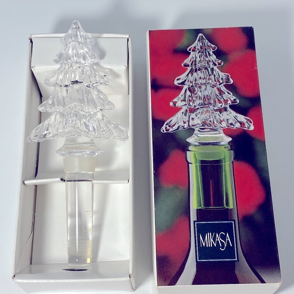 Mikasa Austrian Crystal Christmas Tree Wine Bottle Stopper NIB